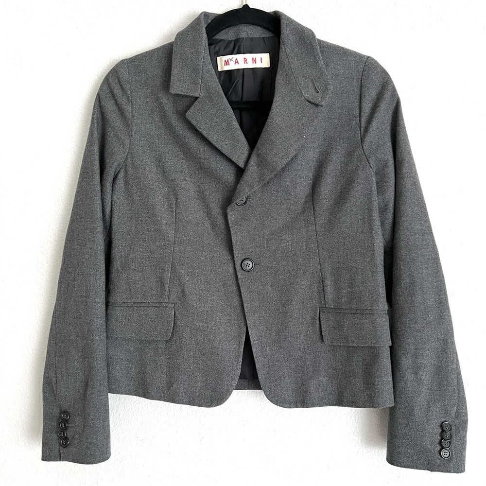 Marni Women’s Dark Academia Asymmetrical Blazer Size 42 Grey US 6